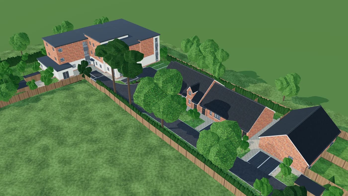 The proposed Birches scheme in Bromsgrove, seen from the air