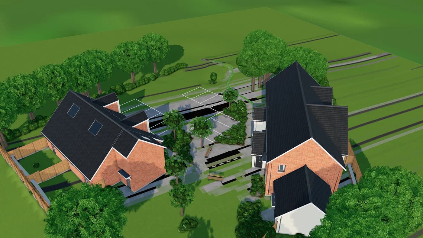 The proposed Easemore House scheme in Rushwick, seen from the air